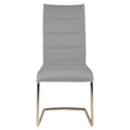 Metal Dining Chair With Unique Stitch Accent On The Back, Ash Gray, Set Of Two-Dining Chairs-Gray-Metal and Polyester-JadeMoghul Inc.