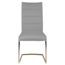 Metal Dining Chair With Unique Stitch Accent On The Back, Ash Gray, Set Of Two-Dining Chairs-Gray-Metal and Polyester-JadeMoghul Inc.