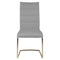 Metal Dining Chair With Unique Stitch Accent On The Back, Ash Gray, Set Of Two-Dining Chairs-Gray-Metal and Polyester-JadeMoghul Inc.