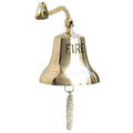 Metal Fire Bell With Knotted Lanyard And Wall Bracket, Gold-Decorative Objects and Figurines-Gold-Brass-JadeMoghul Inc.