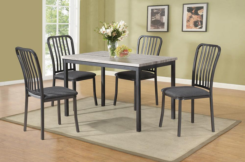 Metal Frame 5 Pieces Dining Set In Gray-Dining Sets-Gray-Metal frame MDFpaper veneer-JadeMoghul Inc.