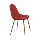 Metal Frame Dining Chair With Petal-Like Seats Set Of 4 Red And Brown-Dining Chairs-Red And Brown-Metal frame with bend-wood cushion-JadeMoghul Inc.