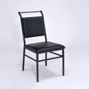 Metal Frame Leather Upholstered Armless Chair, Black-Accent Chairs-Black-Metal and Leather-JadeMoghul Inc.