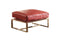 Metal Frame Leather Upholstered Seat Ottoman in Red