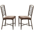 Metal Frame Side Chair with Fabric Upholstered Seat, Set of 2, Brown and Black-Accent Chairs-Brown and Black-Metal and Fabric-JadeMoghul Inc.