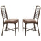 Metal Frame Side Chair with Fabric Upholstered Seat, Set of 2, Brown and Black-Accent Chairs-Brown and Black-Metal and Fabric-JadeMoghul Inc.