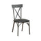 Metal Frame Side Chair with Leatherette Seat, Set of 2, Black and Gray-Accent Chairs-Black and Gray-Metal and Polyurethane-JadeMoghul Inc.