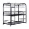 Metal Frame Three Tier Twin Size Bunk Bed with 2 Attached Ladders and Side Rails, Black-Bedroom Furniture-Black-Metal-JadeMoghul Inc.