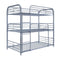 Metal Frame Three Tier Twin Size Bunk Bed with 2 Attached Ladders and Side Rails, Silver-Bedroom Furniture-Silver-Metal-JadeMoghul Inc.