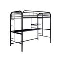 Metal Frame Twin Size Loft Bed with 2 Attached Ladders, Black-Bedroom Furniture-Black-Metal-JadeMoghul Inc.