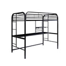 Metal Frame Twin Size Loft Bed with 2 Attached Ladders, Black-Bedroom Furniture-Black-Metal-JadeMoghul Inc.