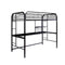 Metal Frame Twin Size Loft Bed with 2 Attached Ladders, Black-Bedroom Furniture-Black-Metal-JadeMoghul Inc.