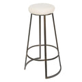 Metal Framed Backless Counter Stool With Polyester Seat, Black & White-Stools-Black & White-Metal Polyester Fabric-JadeMoghul Inc.