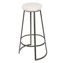 Metal Framed Backless Counter Stool With Polyester Seat, Black & White-Stools-Black & White-Metal Polyester Fabric-JadeMoghul Inc.
