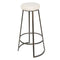 Metal Framed Backless Counter Stool With Polyester Seat, Black & White-Stools-Black & White-Metal Polyester Fabric-JadeMoghul Inc.