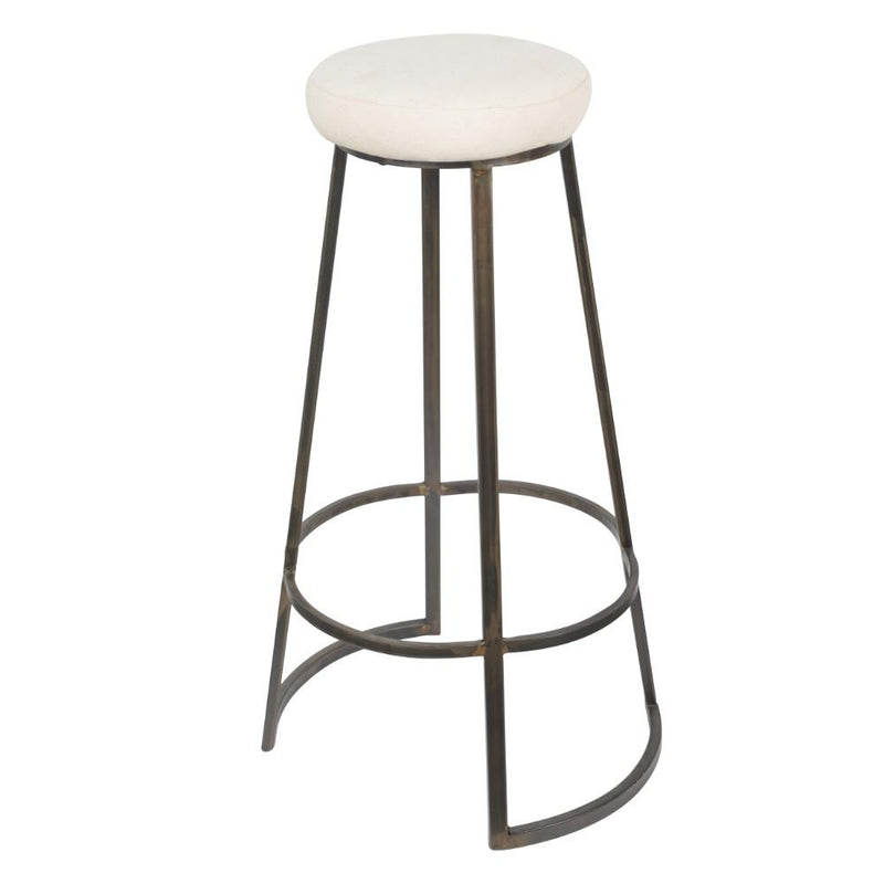 Metal Framed Backless Counter Stool With Polyester Seat, Black & White-Stools-Black & White-Metal Polyester Fabric-JadeMoghul Inc.