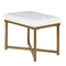 Metal Framed Bench with Button Tufted Velvet Upholstered Seat, White and Gold