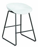 Metal Framed Counter Height Stools with Scooped Plastic Seat, White and Black, Set of Two-Bar Stools & Tables-White-Metal and Plastic-JadeMoghul Inc.