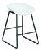 Metal Framed Counter Height Stools with Scooped Plastic Seat, White and Black, Set of Two-Bar Stools & Tables-White-Metal and Plastic-JadeMoghul Inc.