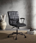 Metal Framed Leatherette Office Chair with Padded Armrests and Adjustable Height, Black and Gray-Office Chairs-Black and Gray-Metal, Engineered Wood, Faux Leather-JadeMoghul Inc.