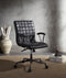 Metal Framed Leatherette Office Chair with Padded Armrests and Adjustable Height, Black and Gray-Office Chairs-Black and Gray-Metal, Engineered Wood, Faux Leather-JadeMoghul Inc.