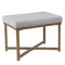 Metal Framed Ottoman with Button Tufted Velvet Upholstered Seat, Light Gray and Gold