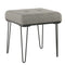 Metal Framed Stool Ottoman with Fabric Upholstered Tufted Seat, Gray and Black
