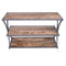 Metal Framed Three Tier Console Table with Mango Wood Shelves, Brown and Gray-Console Tables-Brown and Gray-Mango Wood and Metal-JadeMoghul Inc.