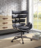 Metal Framed Wingback Office Chair with Leatherette Upholstered Horizontal Panels, Black and Gray-Office Chairs-Black and Gray-Aluminum, Metal, Faux Leather, Engineered Wood-JadeMoghul Inc.