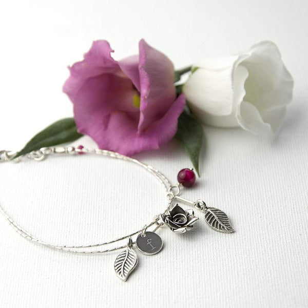 Metal Gifts & Accessories Cheap Personalized Gifts English Rose Bracelet With Indian Ruby Stones Treat Gifts