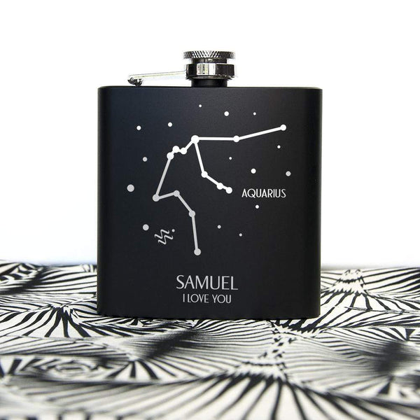 Metal Gifts & Accessories Christmas Presents Star Constellation Matte Black Hip Flask Treat Gifts