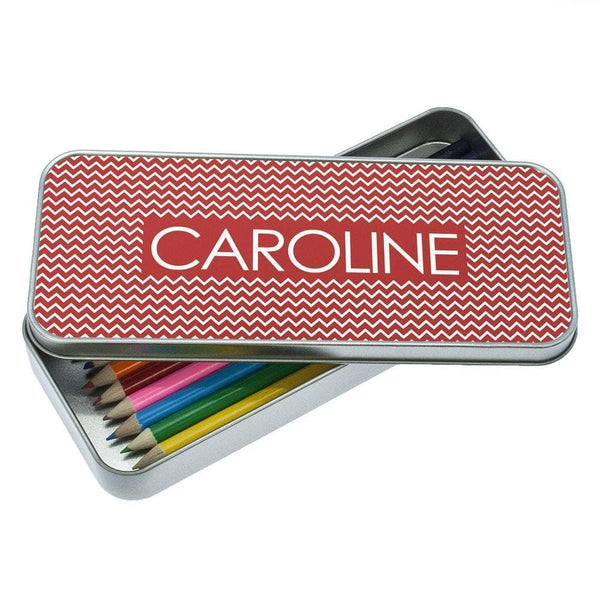 Metal Gifts & Accessories Cute Pencil Cases Red Chevron Pattern Pencil Case Treat Gifts