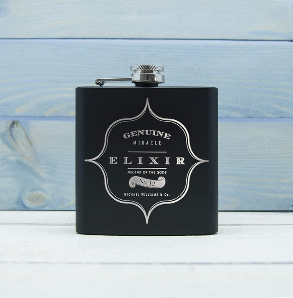Metal Gifts & Accessories Personalised Family Gifts  Elixir Vintage Hip Flask Treat Gifts
