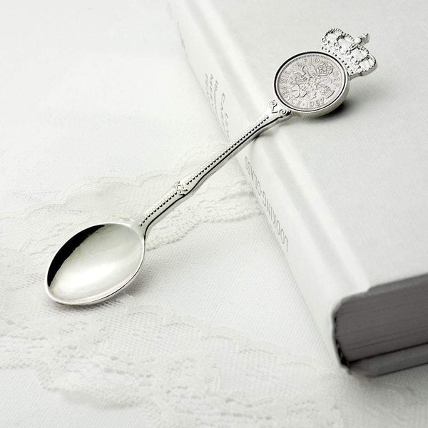 Metal Gifts & Accessories Personalised Gifts Silver Plated Lucky Sixpence Teaspoon Treat Gifts