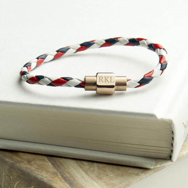 Metal Gifts & Accessories Personalised Women's Nautical Leather Bracelet With Gold Clasp Treat Gifts