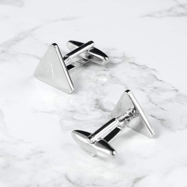 Metal Gifts & Accessories Personalized Gift Ideas Rhodium Plated Triangle Cufflinks Treat Gifts