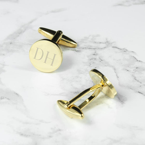 Metal Gifts & Accessories Personalized Gift Ideas Round Gold Plated Cufflinks Treat Gifts