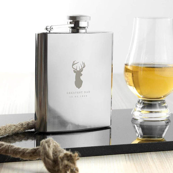 Metal Gifts & Accessories Present Ideas Stag 6oz Hip Flask Treat Gifts