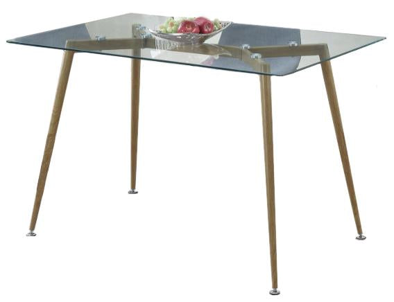 Metal & Glass Dining Table, Brown-Dining Tables-Brown-Metal frame with glass top-JadeMoghul Inc.