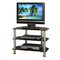 Metal & Glass TV Stand, With 3 Shelves, Black & Silver