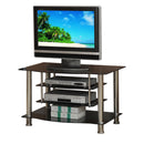 Metal & Glass TV Stand, With 4 Shelves, Black & Silver