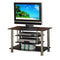 Metal & Glass TV Stand, With 4 Shelves, Black & Silver