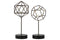 Metal Hexagonal Abstract Sculpture On Round Stand, Set of 2, Gunmetal Gray-Sculptures-Gray-Metal-JadeMoghul Inc.