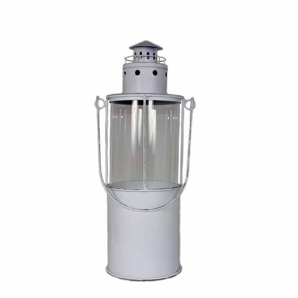 Metal Lantern, White-Candleholders-White-Metal-JadeMoghul Inc.