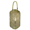 Metal Lantern With Rope Handle, Gold-Candleholders-Gold-Metal-JadeMoghul Inc.