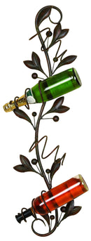 Metal Leaf Style Wall Wine Holder, Bronze-Wine Holders-Bronze-Metal Alloy-JadeMoghul Inc.