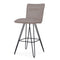 Metal Leather Upholstered Bar Height Stool with Hairpin Style Legs, Taupe and Black