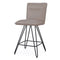 Metal Leather Upholstered Counter Height Stool with Hairpin Style Legs, Taupe and Black