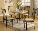 Metal & Marble Dining Set, Brown, 5 Piece Pack-Dining Sets-Brown-Metal Faux Marble UpholsteryVeneer Wood-JadeMoghul Inc.