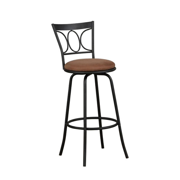 Metal & Microfiber Cushion Swivel Barstool, Black (Set of 2)-Bar Stools and Counter Stools-Black-Metal Microfiber-JadeMoghul Inc.